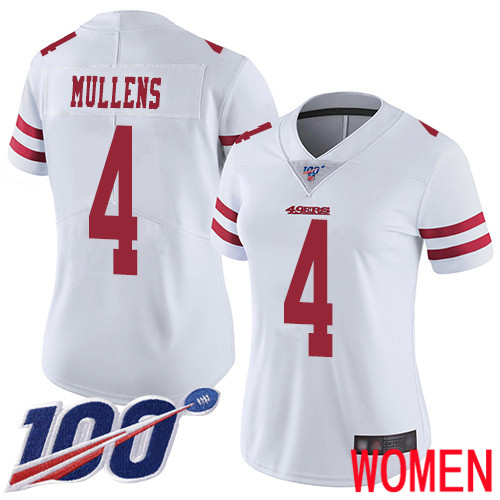 San Francisco 49ers Limited White Women Nick Mullens Road NFL Jersey #4 100th Season Vapor Untouchable->youth nfl jersey->Youth Jersey